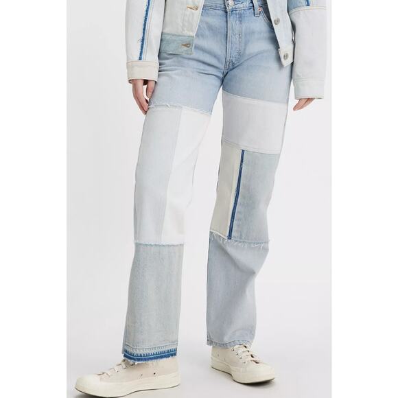 Levi's 501 90s Freehand Folk patchwork jeans Size 32/31 Retro Boho Streetwear - Picture 1 of 12